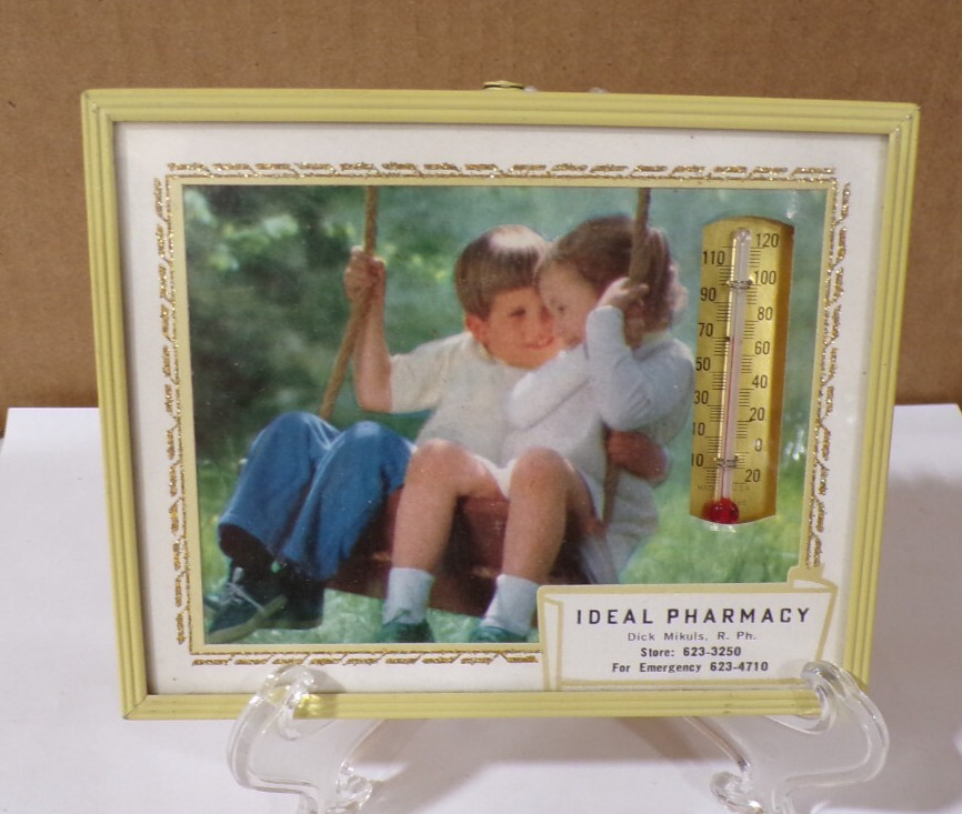 Ideal Pharmacy Dick Mikuls 1972 Calendar-Thermometer Red Oak Iowa THIS FAMILY?