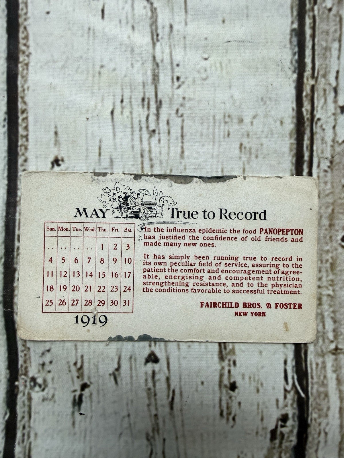 VTG Fairchild Bros & Foster New York NY May 1919 Calendar Advertising Blotter