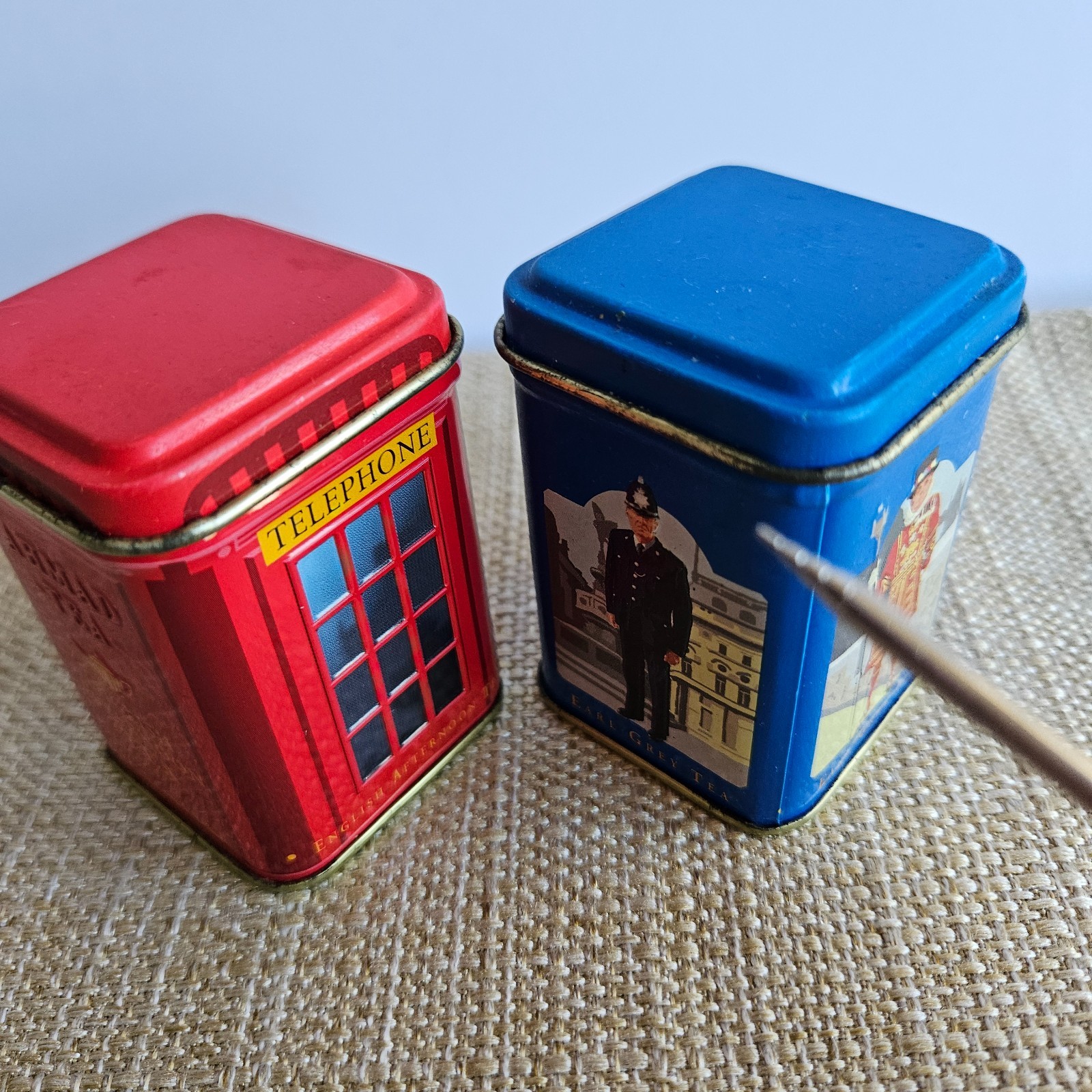 Mini Tea Tin Set London Telephone Booth Ahmad Earl Grey English Afternoon Empt
