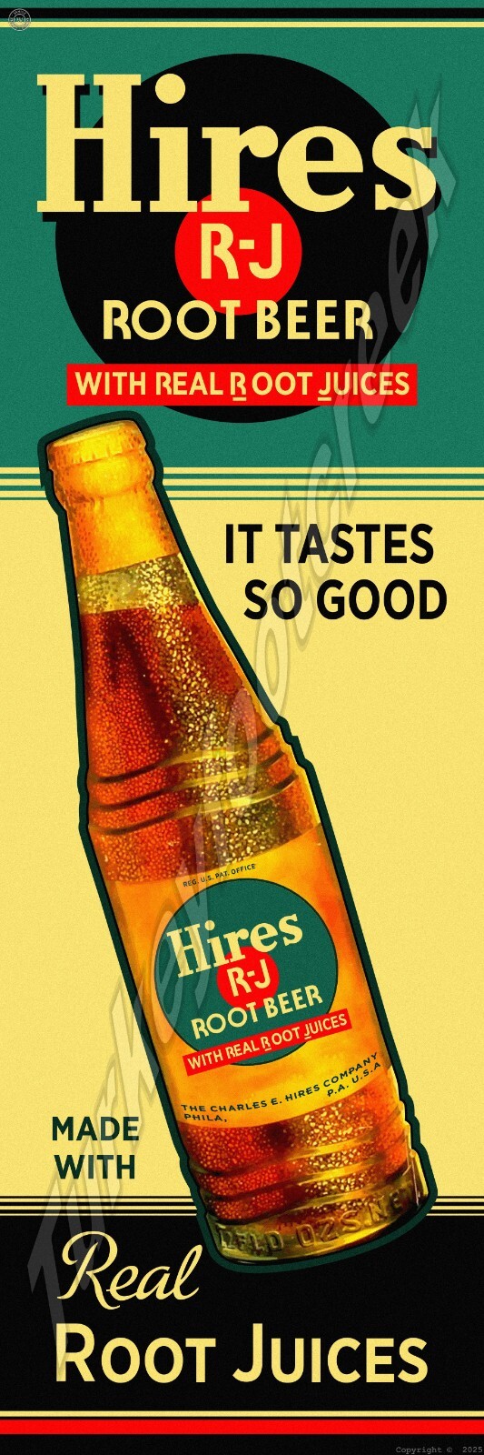 Hires R-J Root Beer With Real Root Juices Metal Sign 2 Sizes to Choose From