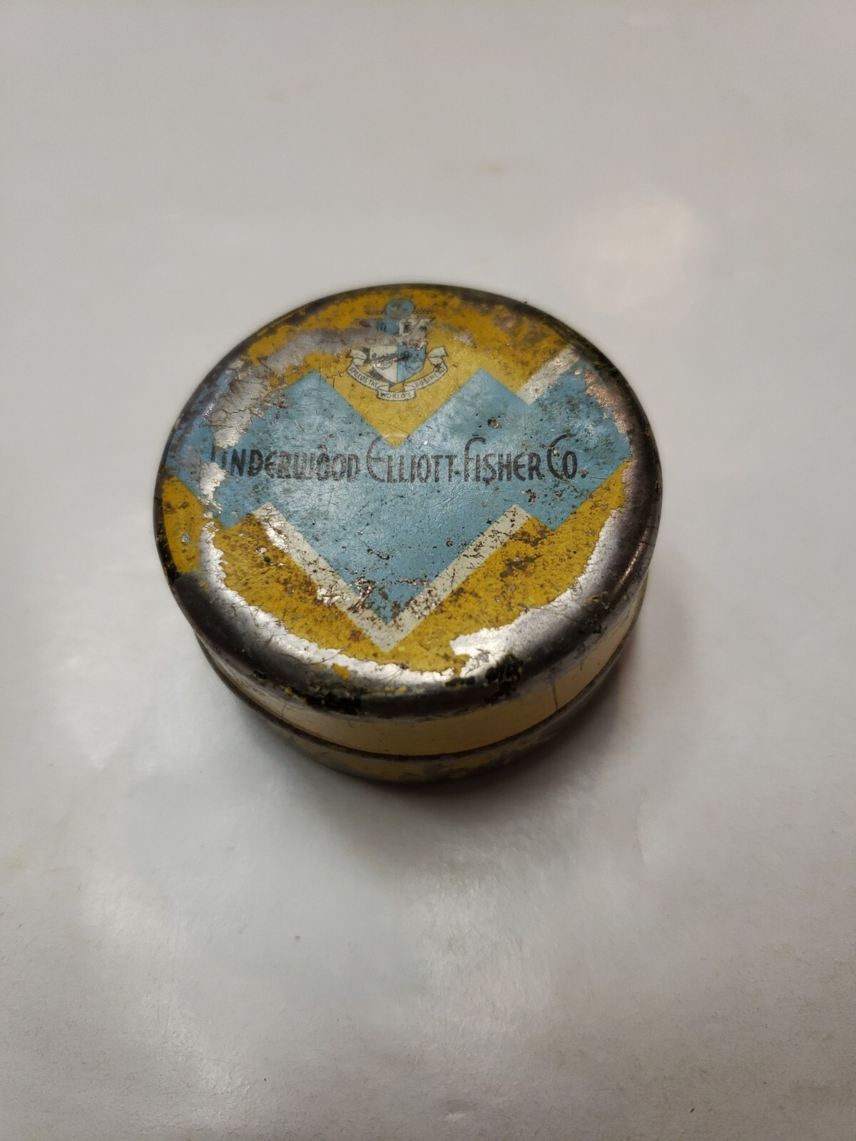 Underwood Elliot Fisher Co. Typewriter Ribbon Tin Sunstrand Original USA Blue