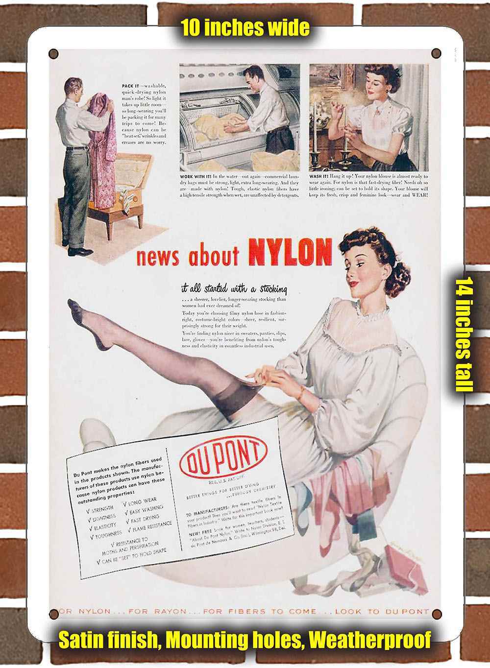Metal Sign – 1948 Du Pont Nylon- 10×14 inches