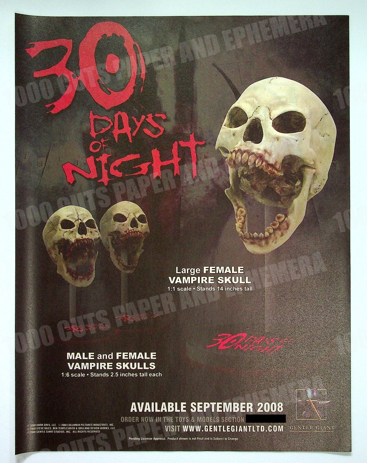 30 Days of Night Vampire Skulls Gentle Giant 2008Trade Print Magazine Ad Poster