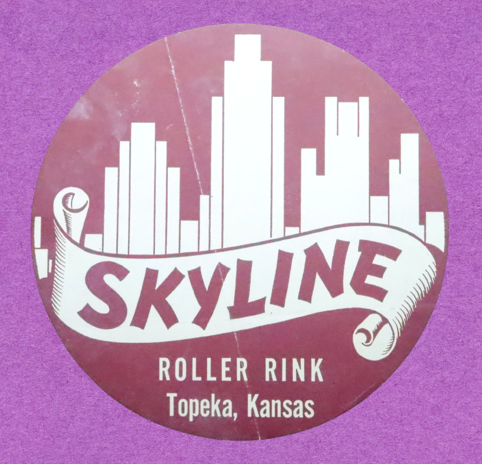 Topeka Kansas 1940s Original Roller Skating Rink Sticker Skyline Label Rare