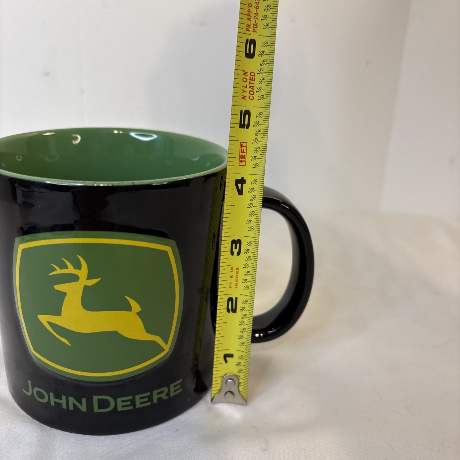 John Deere Coffee Mug Green Black Tractor Farm “Nothing Runs Like A Deere”