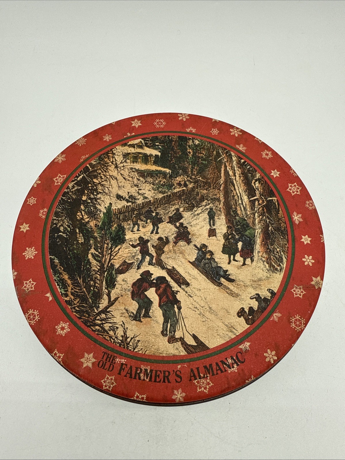 The Old Farmer’s Almanac Sleigh Riding Cristmas Tin Approx 7″