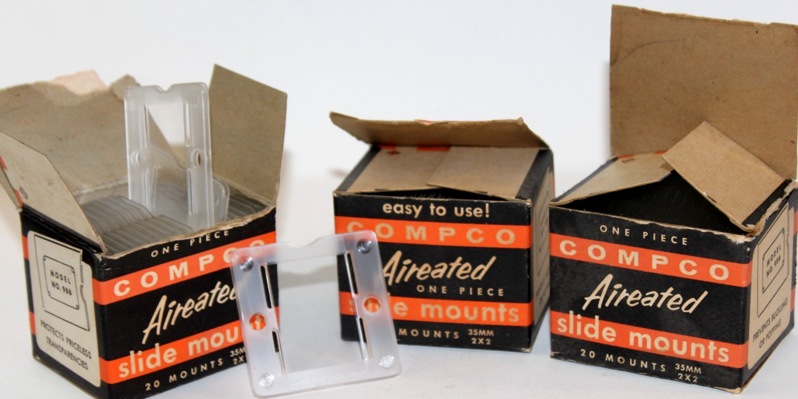 Vintage Compco Aireated #986 2X2 Photo Slide Mounts 3 Boxes Of 20 60pcs
