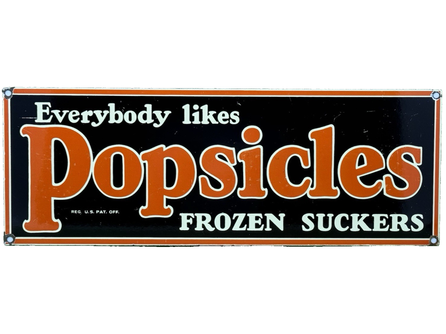 VINTAGE FROZEN POPSICLE PORCELAIN SIGN GAS STATION MOTOR OIL FROZEN ICE CREAM