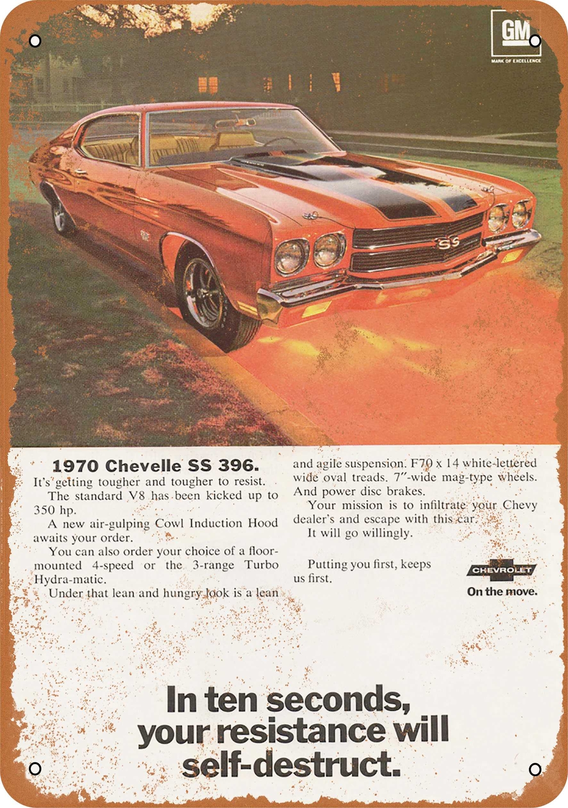 Metal Sign – 1970 Chevrolet Chevelle SS 396 – Vintage Look Reproduction 3