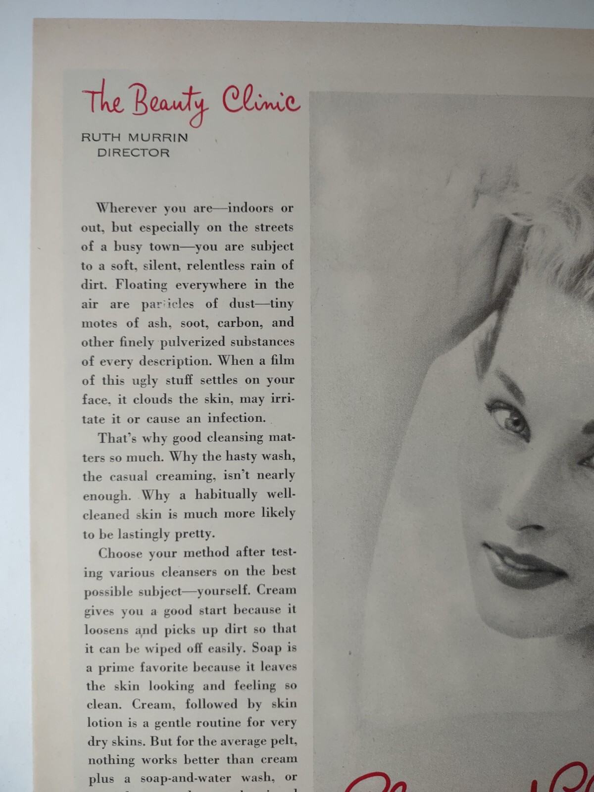 Good Housekeeping Beauty Clinic Ruth Murrin Clean Clear Vintage 1950s Print Ad