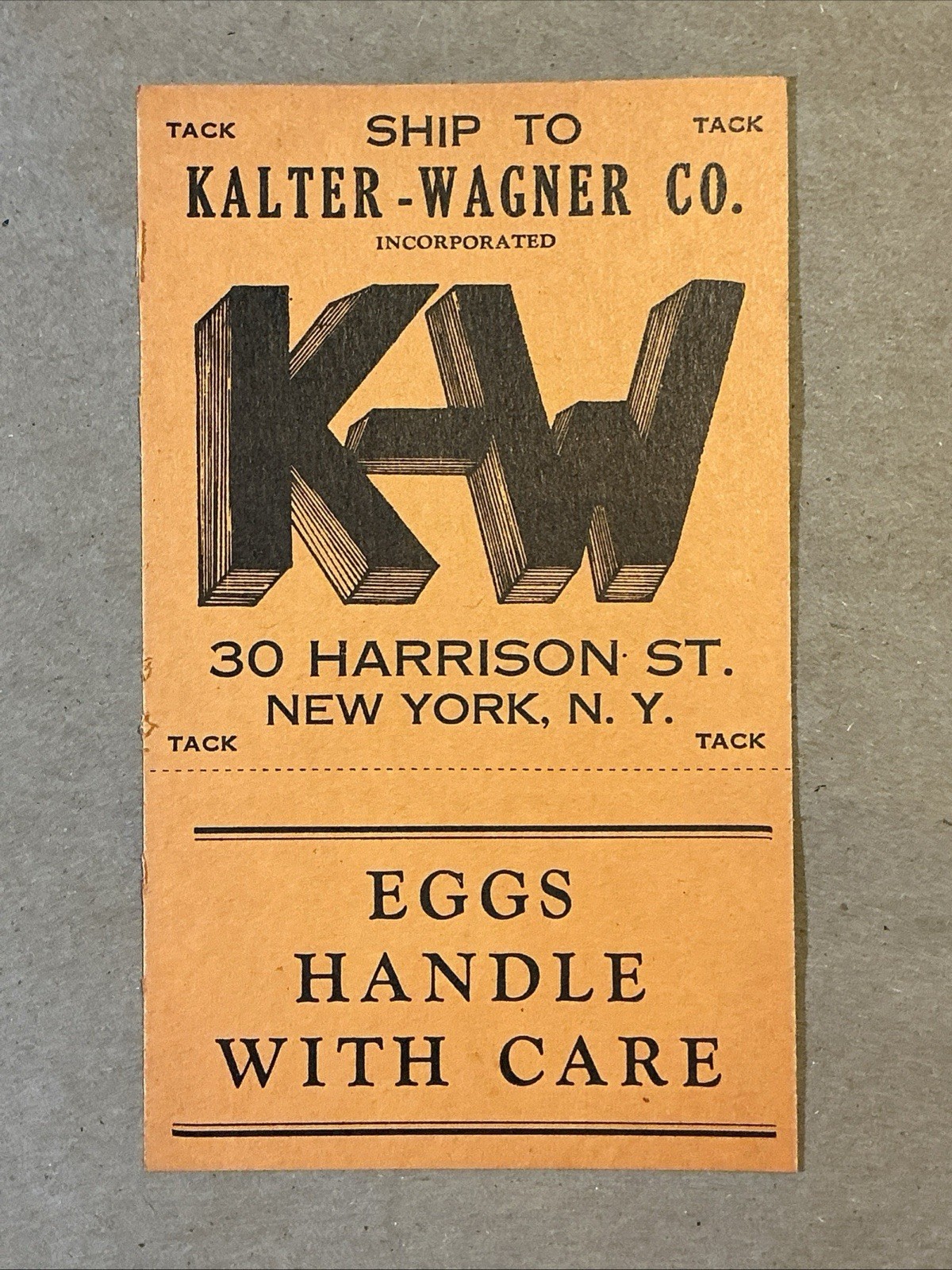 Vintage Label For Shipping Crate For Eggs Kalter-Wagner Co. INV-AD11