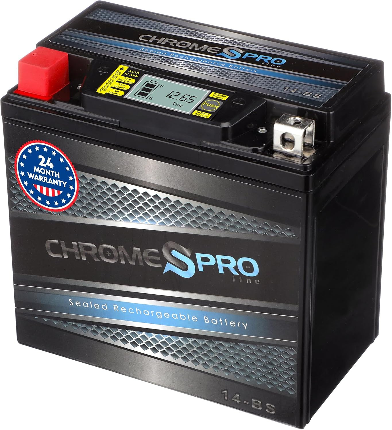 Chrome Pro YTX14-BS Igel Maintenance Free Replacement Battery with Digital Disp