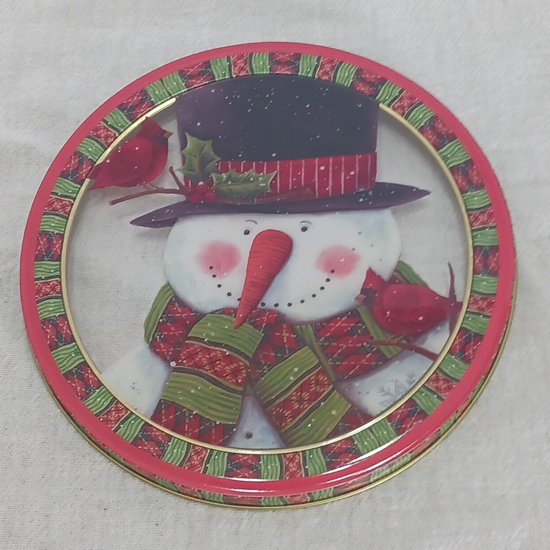 Lindy Bowman 7″ Round Window Tin Snowman