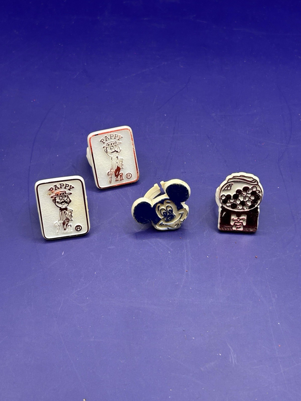 VINTage DISNEY MICKEY MOUSE Gumball Pappy RING PLASTIC GUMBALL PRIZE Lot Of 4