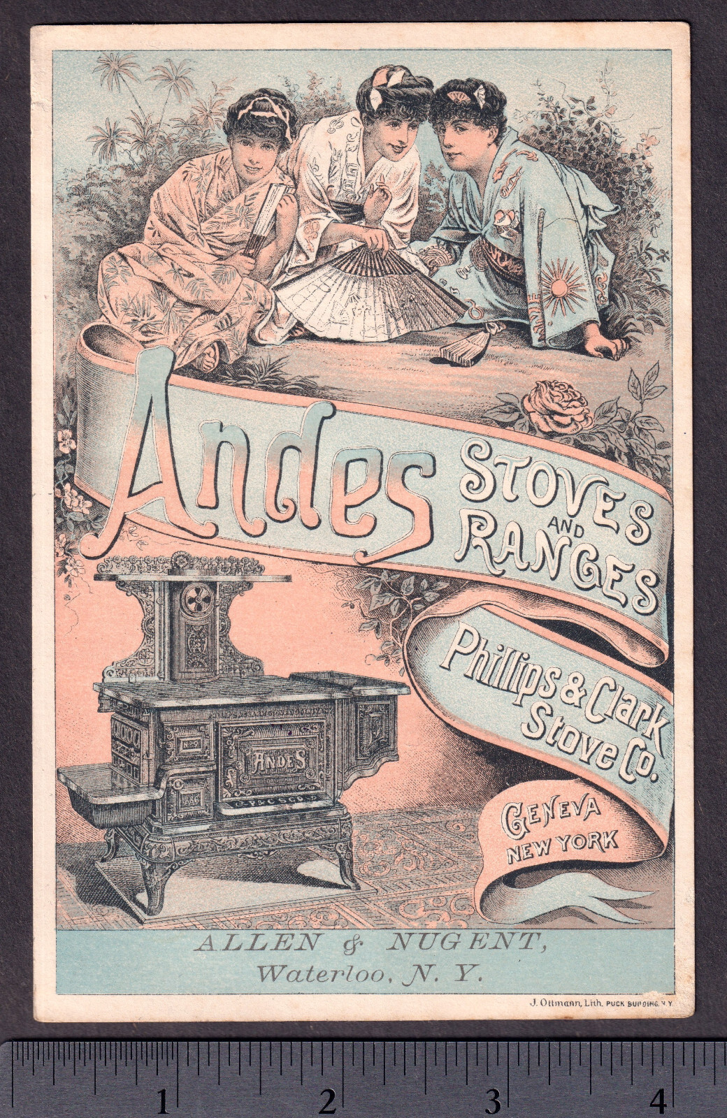 Mikado 1800’s Gilbert & Sullivan Theater NY Andes Stove Ad Victorian Trade Card