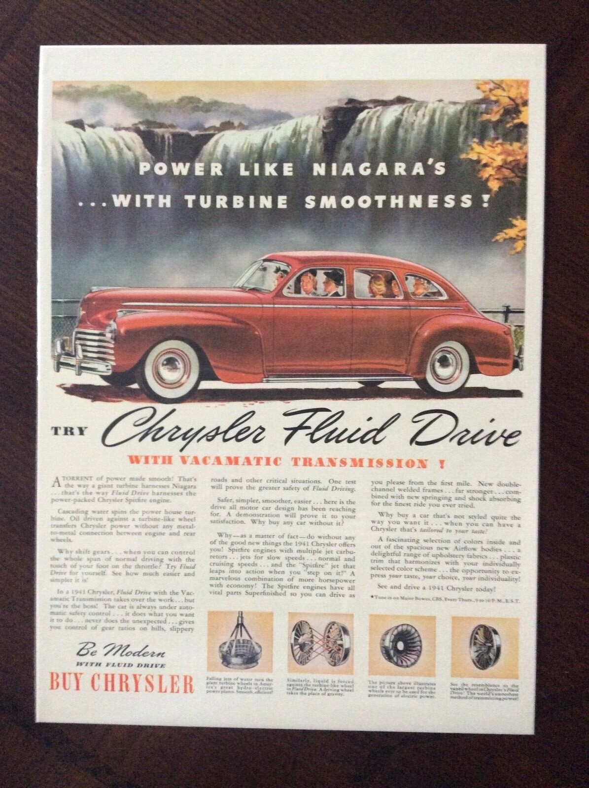 1940 vintage original color ad Chrysler Automobile fantastic condition