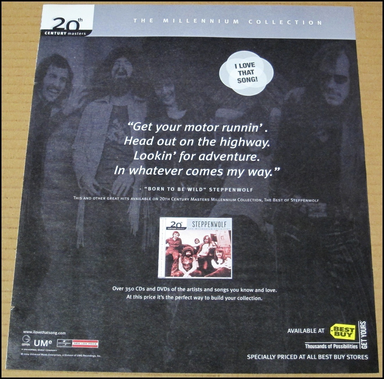 2004 Steppenwolf 20th Century Masters Print Ad The Millennium Collection Advert