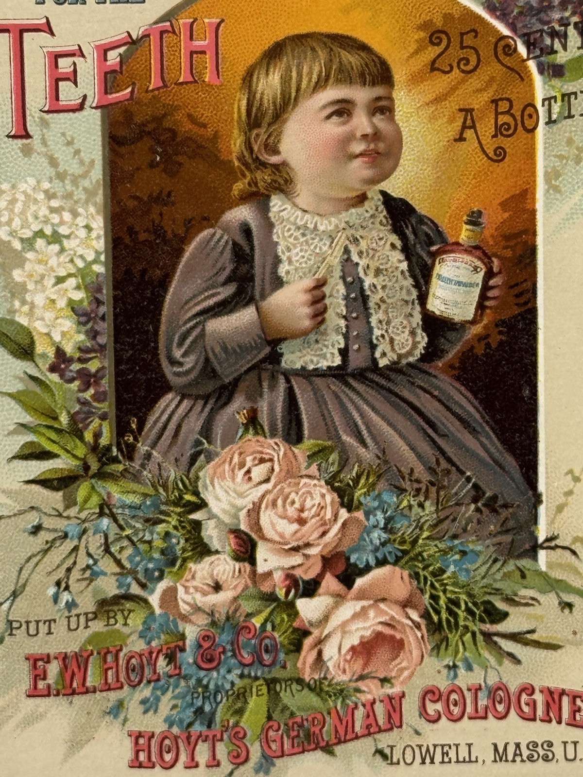 Rubifoam For The Teeth E.W. Hoyt & Co Hoyt’s German Cologne Lowell MA Trade Card