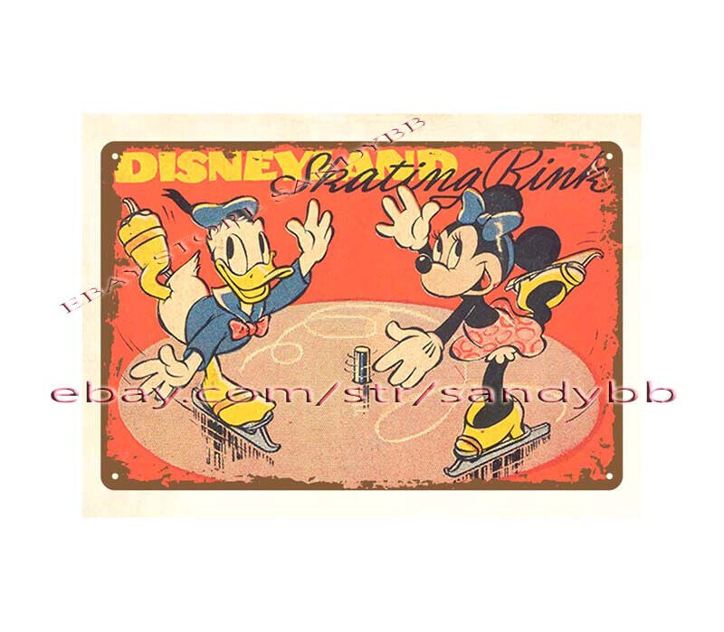 MICKEY MOUSE DONALD DUCK SKATING RINK TOY tin sign metal art work walls