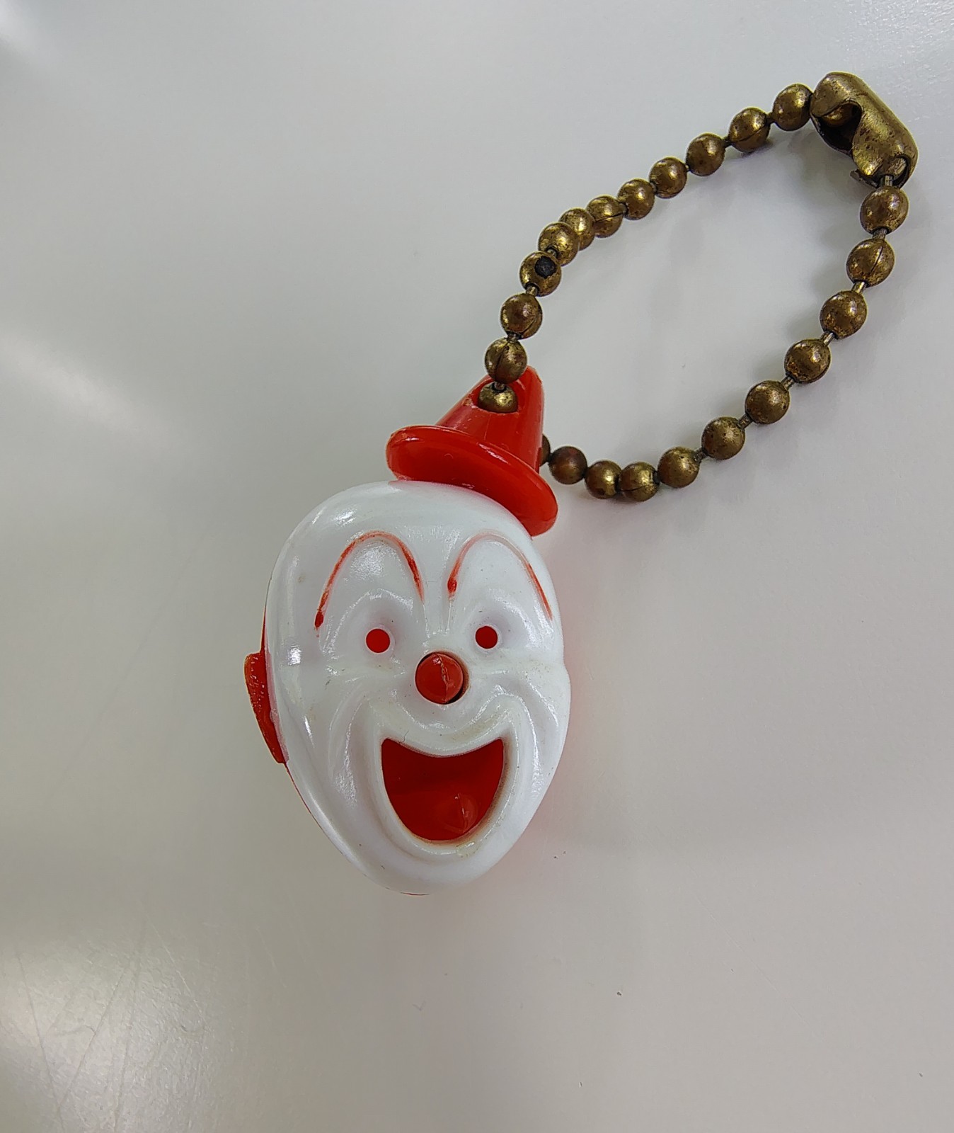 Vintage Plastic Mechanical Tongue & Nose Clown Keychain Novelty Collectible Toy