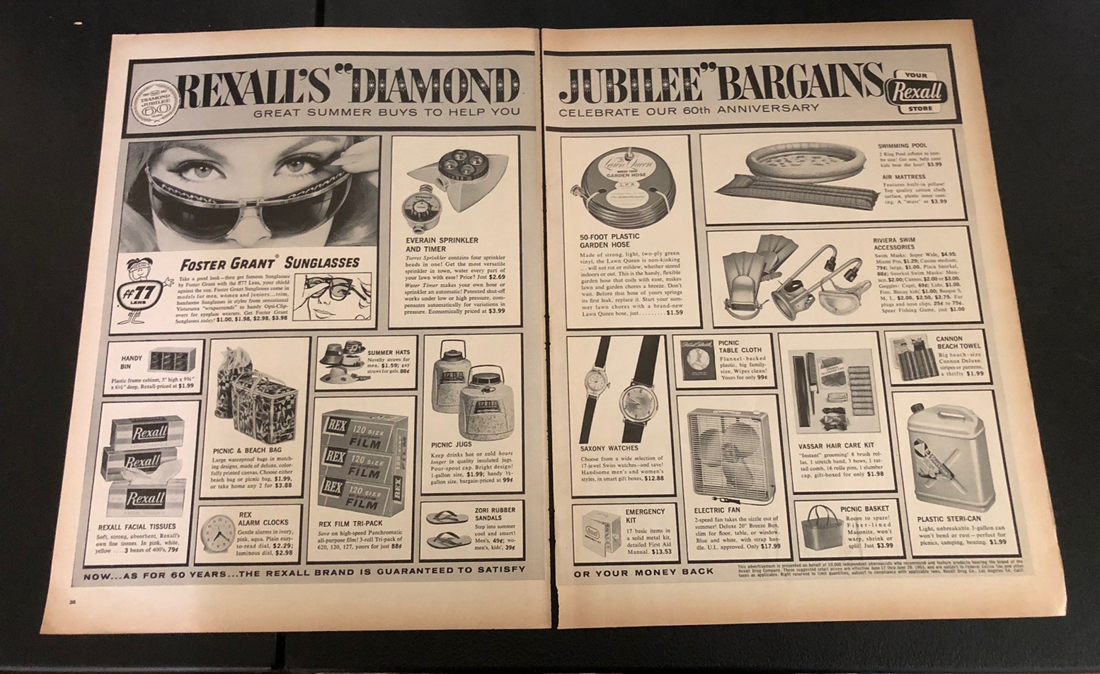 1963 REXALL STORES – Vintage Magazine 2-Page Print Ad