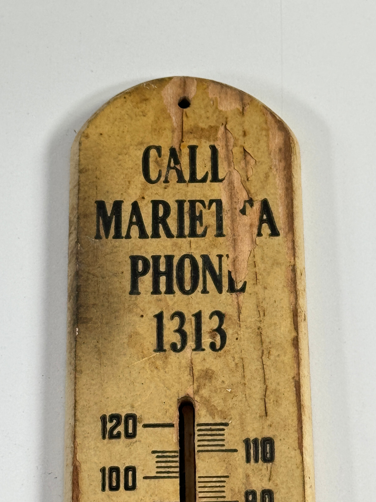 Antique Marietta Fertilizer Advertising Wood Thermometer OHIO dead