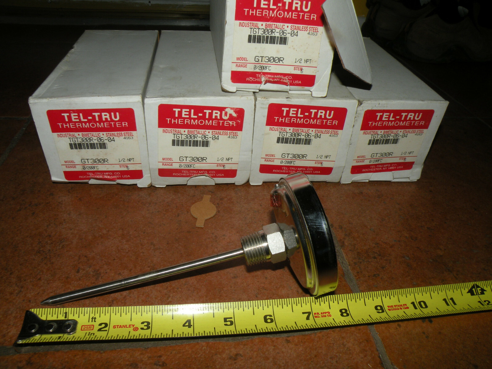 (1) Tel-Tru Thermometer 6″ Stem 0-200°F / -10-90°C TGT-300R-06-04 NIB