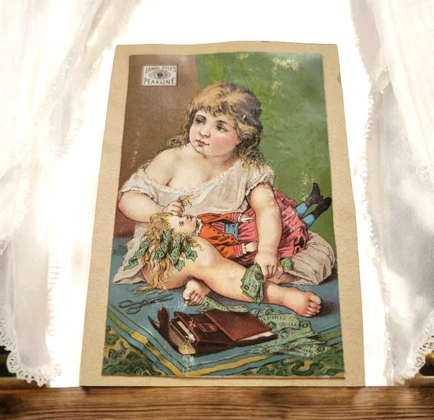 1800s Girl Money James Pyle’s Pearline Soap NY Handcrafted Back Ad Trade Card