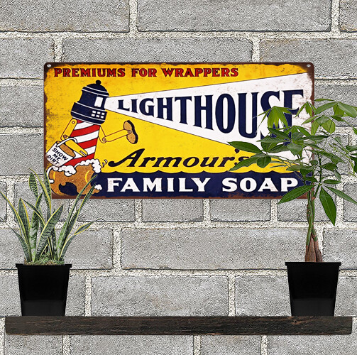 Lighthouse Armour’s Family Soap Metal Sign Ad Repro 6×12″ 60221