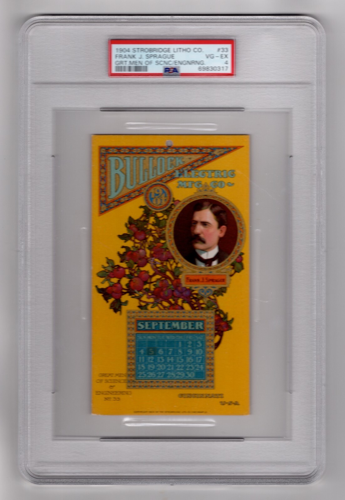 PSA 4 FRANK J. SPRAGUE 1904 Strobridge Litho. Card HIGHEST EVER GRADED 1/1