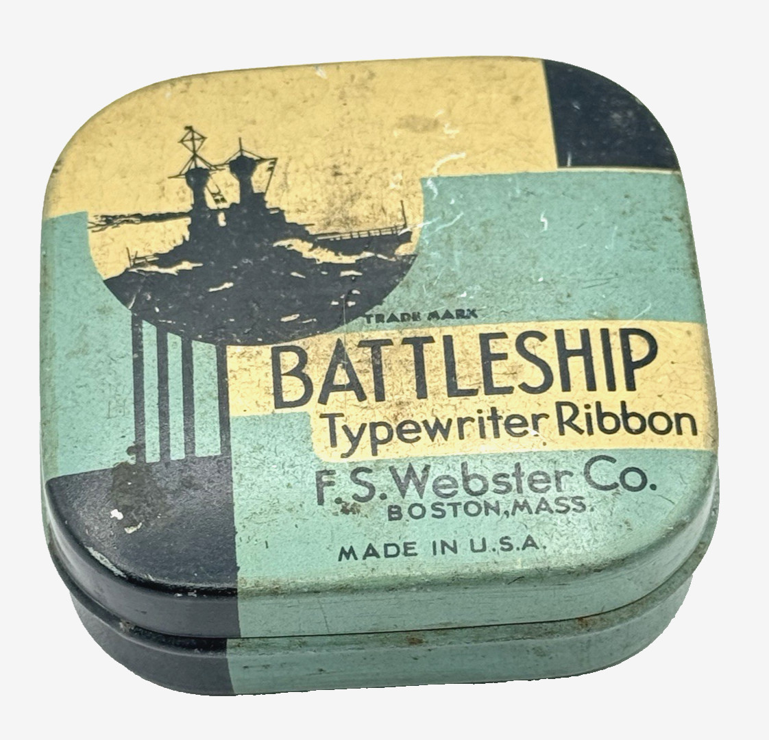 VTG BATTLESHIP Brand Typewriter Ribbon TIN ONLY F.S. Webster Co Boston Mass USA