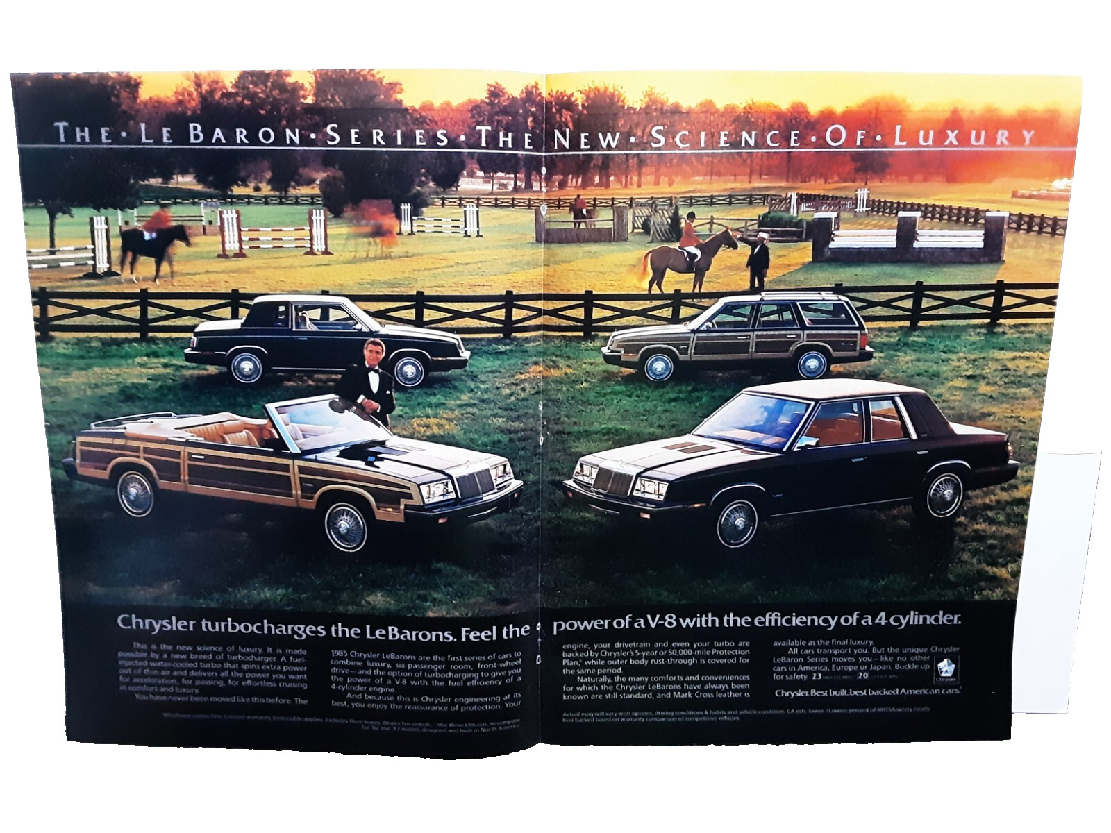 1984 1985 Chrysler LeBaron Series Car 2 page Original Print Ad Vintage 80s