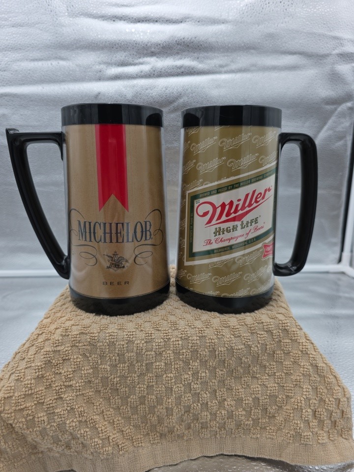 Miller High Life & Michelob Thermo-Serv Mug Plastic Mugs Set Of 2