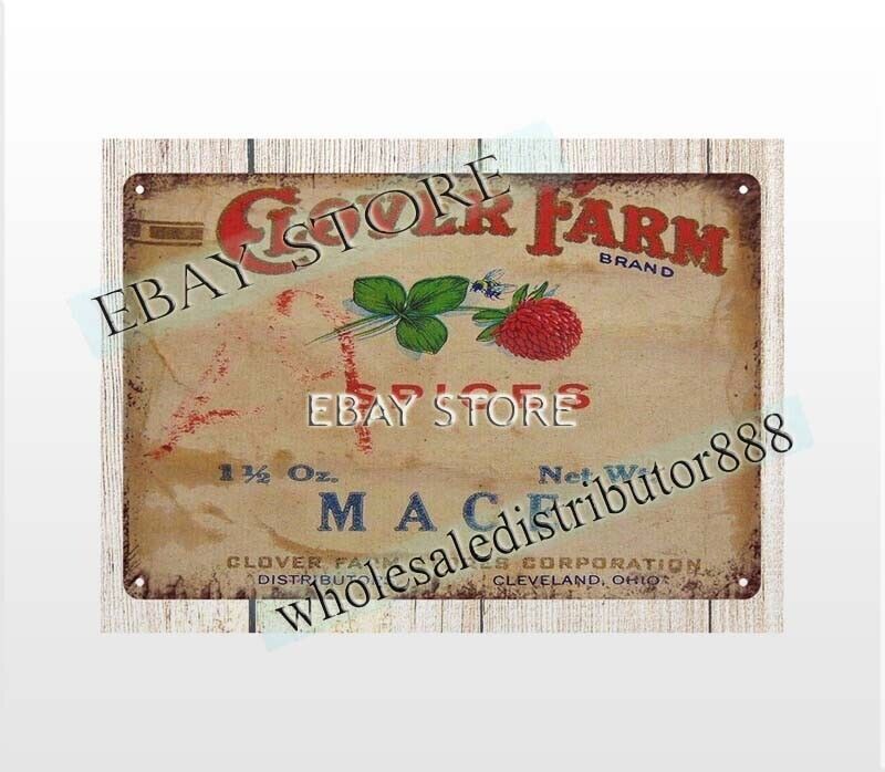 1930s MACE CLOVER FARM FLOWER BEE SPICE CLEVELAND OHIO metal tin sign poster