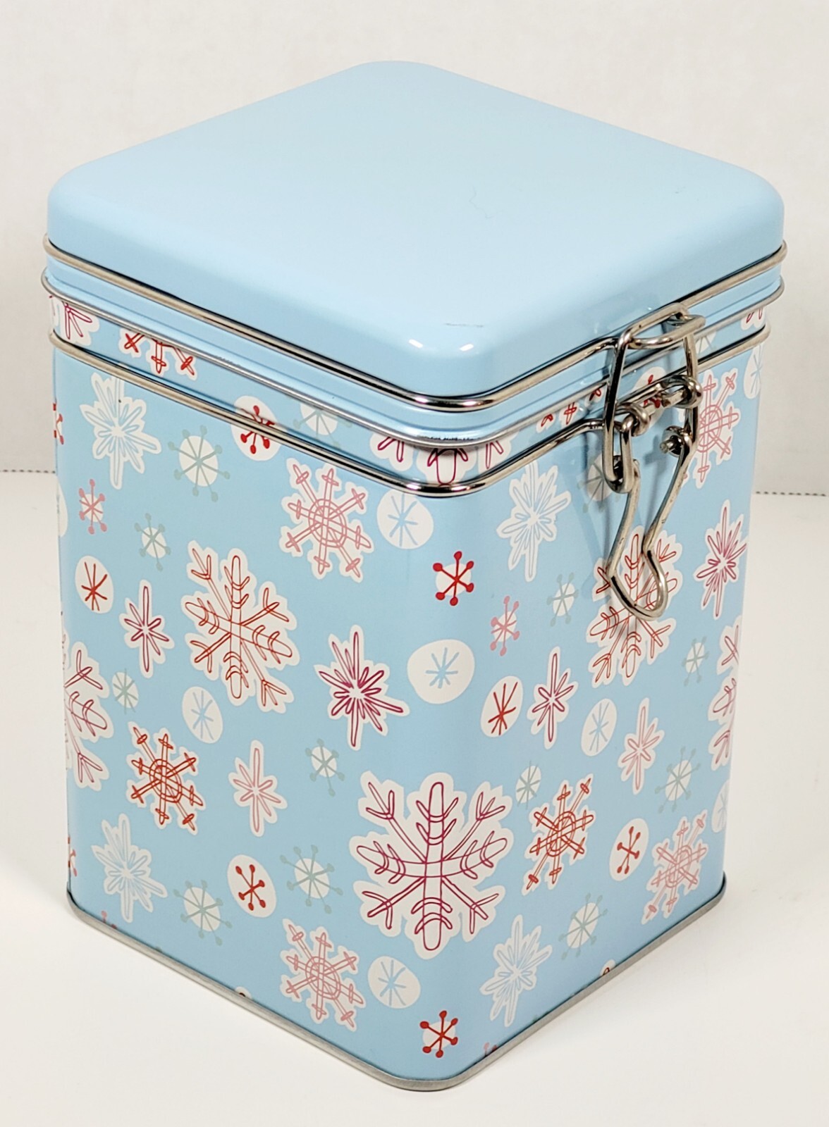 Collector Tin, Christmas Design, Blue With Snowflakes, Treat Tin, 2013